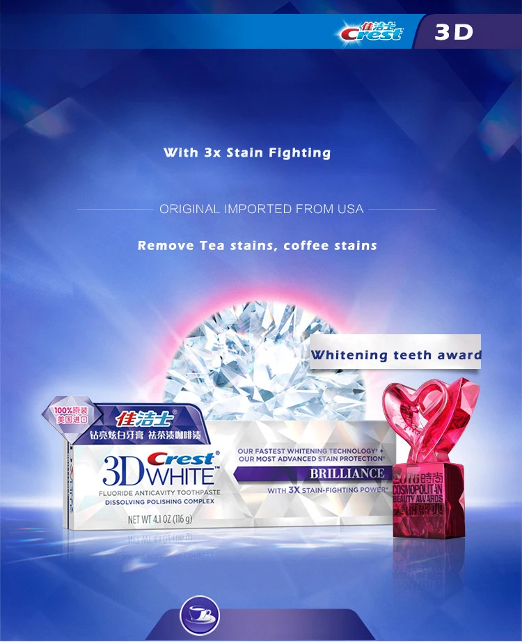 

2 Box Crest 3D White Glamorous Toothpaste Tooth Paste Oral Hygiene Vibrant Mint Creme Dental Clareador