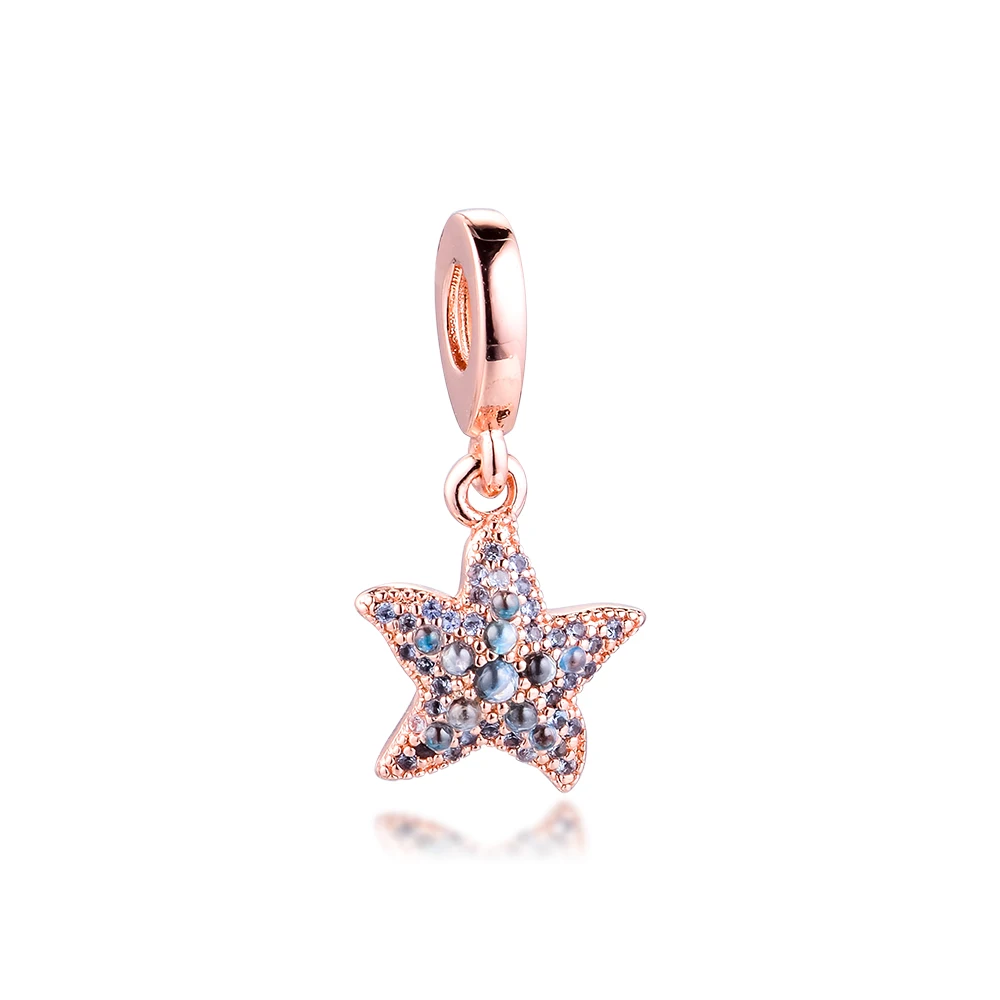 

Fits For 925 Silver Bracelets Sparkling Starfish Dangle Charm DIY Beads For Jewelry Making Summer Ocean Sterling Silver Charms