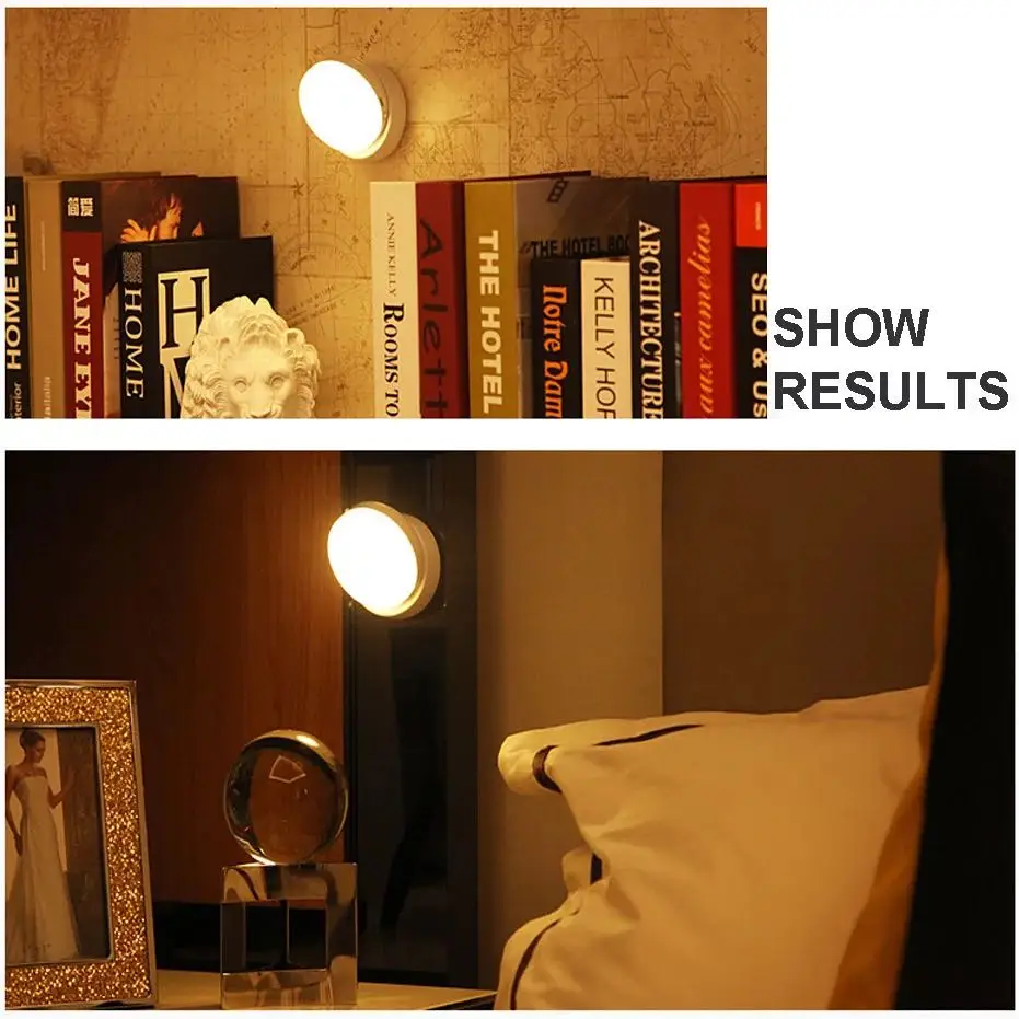 

LED Night Light 360 Degree Rotating PIR Motion Sensor Lamp 6 LEDs lighting for Wardrobe Cupboard Closet Kitchen night light