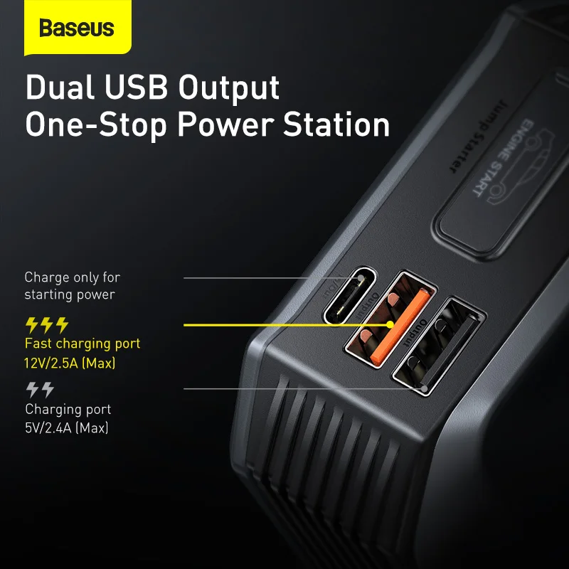 $74.99 Baseus 20000mAh Jump Starter Power Bank 2000A 12V Portable Car Battery Starter Emergency AUTO Booster Starting Device Jump Start