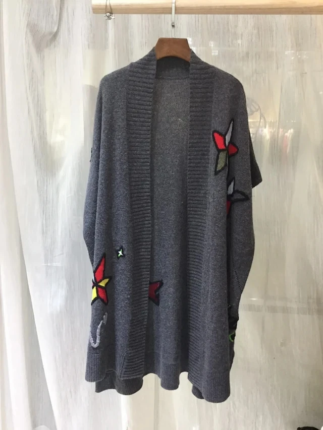 

Sweater Women's Women Knitted Cardigan Trendy Personality Half-sleeved Cardigan Star Long Coat Cashmere