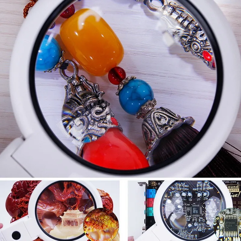 

5X 11X Handheld Magnifying Glass Reading Lamp Dual-use 8LED Magnifier Lamp Repair Circuit Board Identify Jewelry Magnifier Lamp