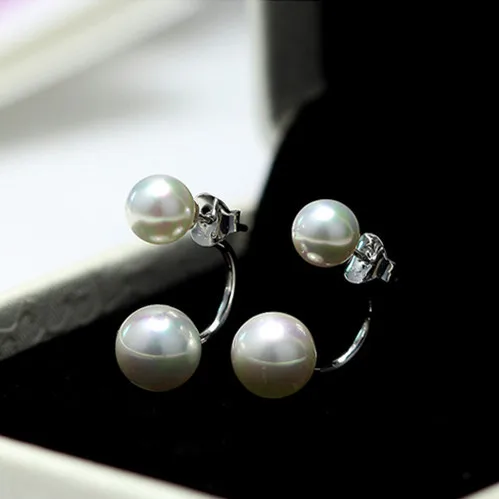 

France New Style Double Pearl U Shape Stud Earring 2021 Fashin Women Silver Plated Imitation Pearl Earring Lady Wedding Jewelry