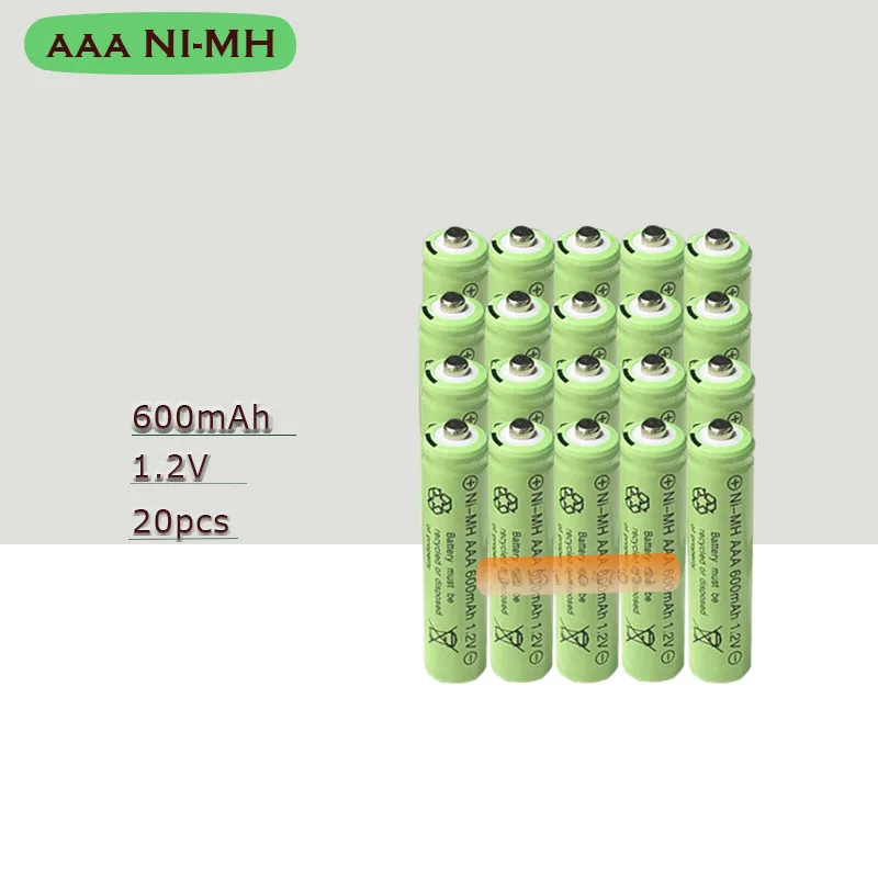 20 шт./партия перезаряжаемые батарейки AAA 1 2 в 600 мАч|aaa 1.2v|rechargeable battery aaabattery aaa |