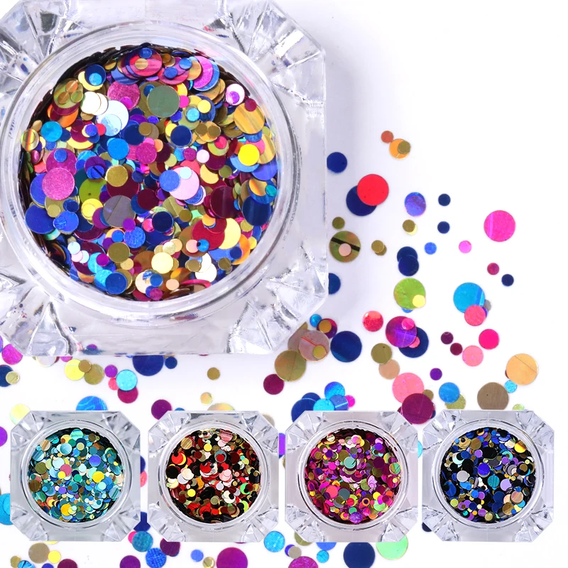 

1 Box Round graded shiny fish scale sequins Nail Art Glitter Tips UV Gel 3D Nail Decoration Manicure DIY Accessories