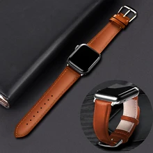Brown Leather Band Loop Strap For Apple Watch 6 SE 5 4 3 2 1 38mm 40mm , Men Leather Watch Band for iwatch 5 44mm 42mm Bracelet