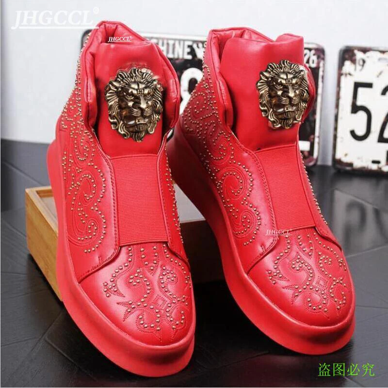 НОВЫЕ брендовые туфли с заклепками для мужчин кожаные лоферы мужские на толстой