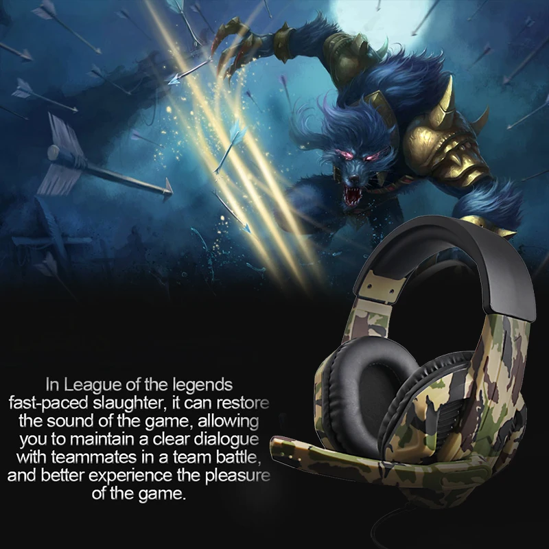 Computer Gaming Headset Camouflage PS4 PC box One headphone wired stereo Headbuds with Mic For iphone Android tablets | Электроника