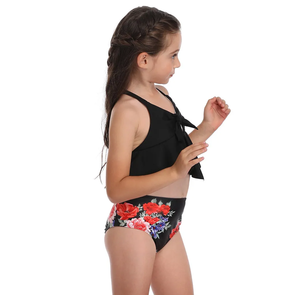 Купальный костюм из двух предметов с принтом для мамы и дочки Одинаковая одежда