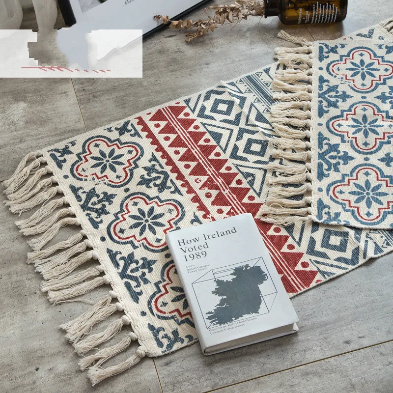 Ковры в богемном стиле хлопковые плетеные коврики для гостиной спальни декор с