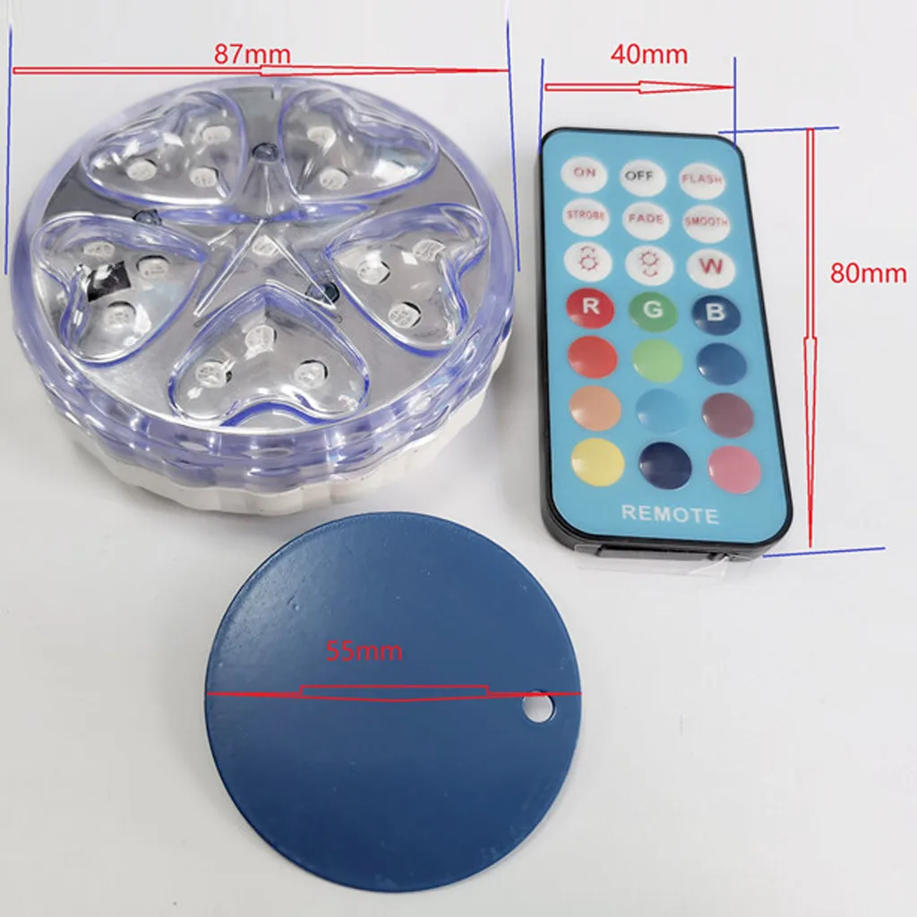 2 шт. светодиодный погружной светильник с дистанционным управлением работающий
