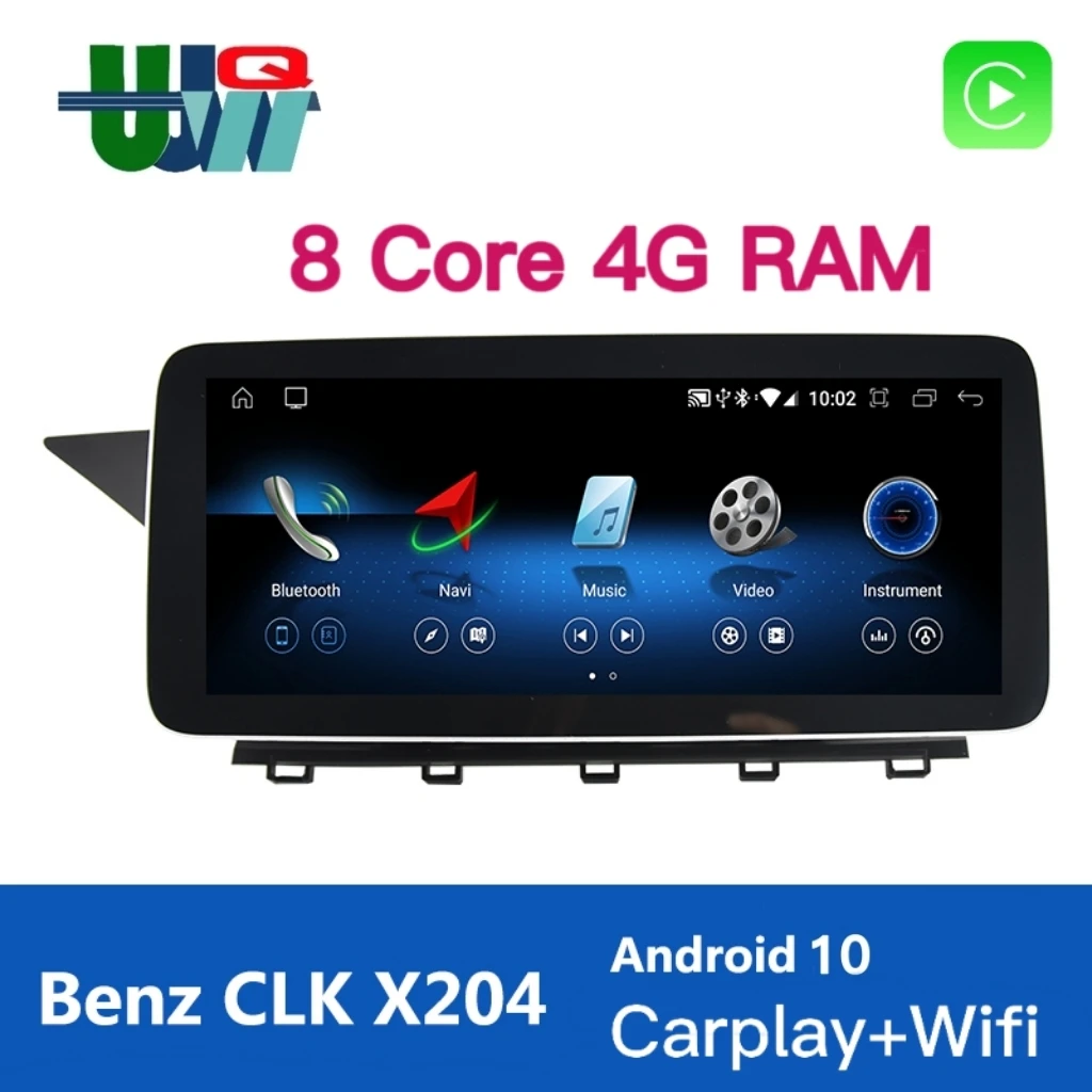 UJQW 2Din Android 10 Car Multimedia Player Radio Audio For Mercedes Benz GLK Class X204 2008-2015 Wifi GPS Bluetooth Carplay DVD