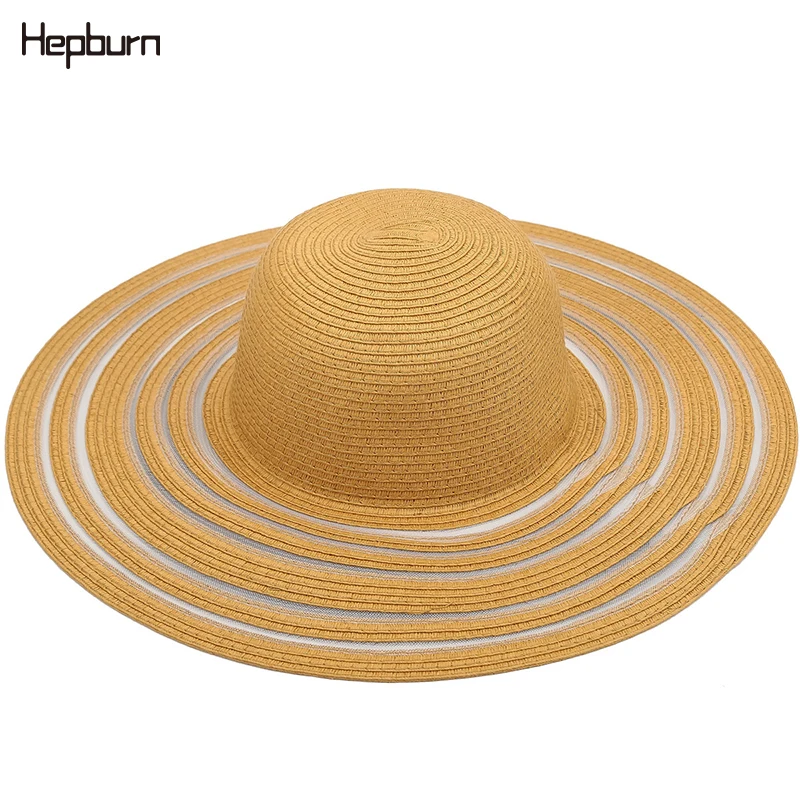 Хепберн бренд пляж большой край шляпа Повседневная летняя кепка модная