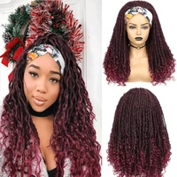 wignee long ombre brown synthetic wigs headband faux locs dreadlock dreads braiding crochet twist fiber american women hair wigs