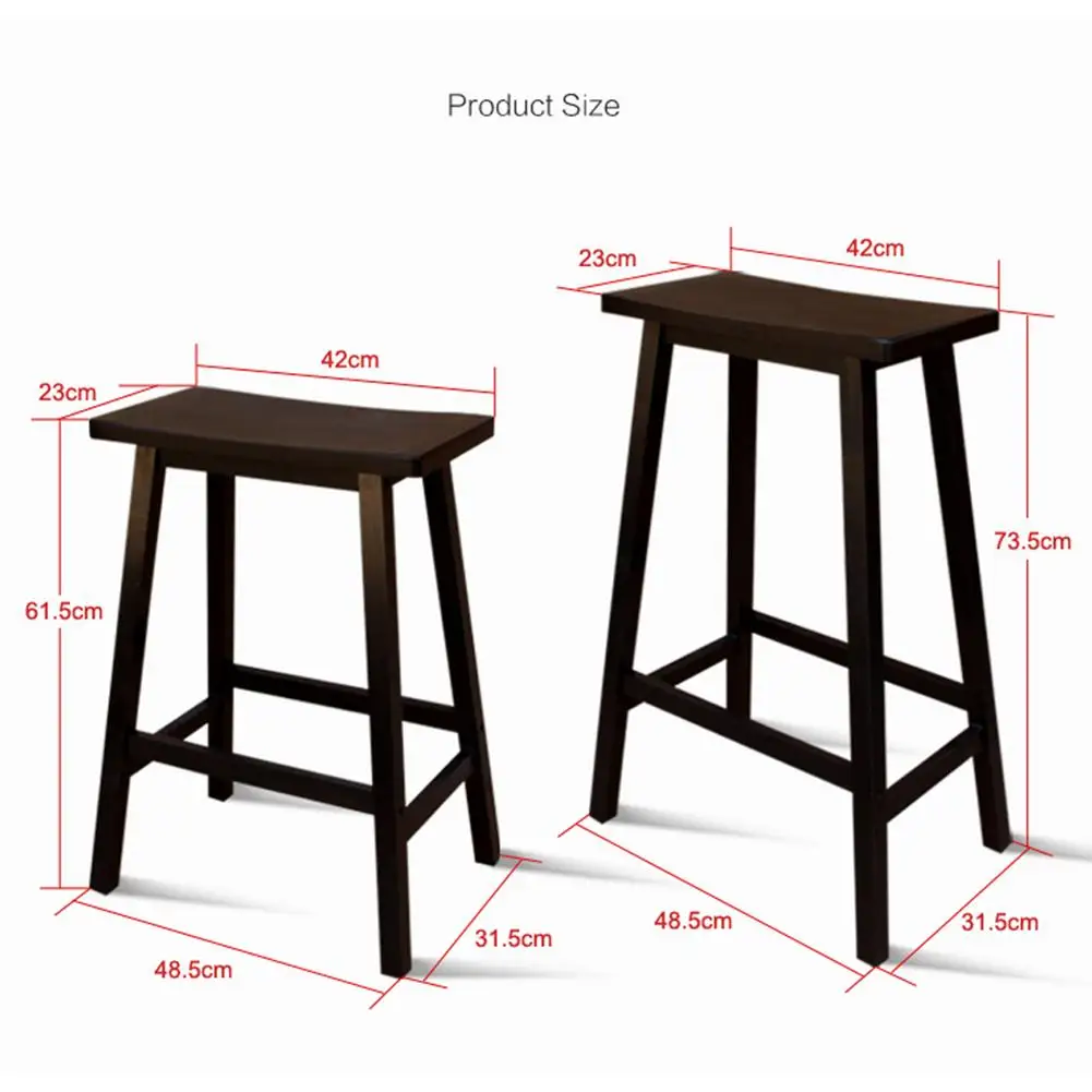

2pcs/set Pine Wood Saddle Seat Bar Counter Stools 29 inch 24 inch Black