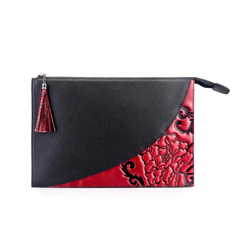 2021 New Clutch, Jurchen Leather Clutch, Envelope Bag, Multi-function Banquet, Large Capacity, Mingpin, Fried Clip, Female Bag