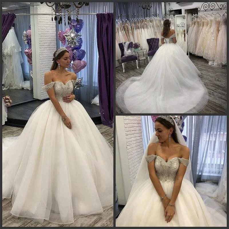 Роскошные блестящие арабские Бальные платья с открытыми плечами свадебные