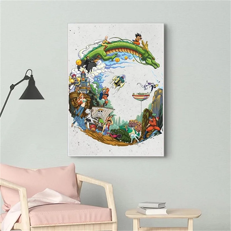 

Anime Dragon Ball/One Piece/Naruto Characters Posters Canvas Painting Mural Living Room Kids Bedroom Home Wall Decoration
