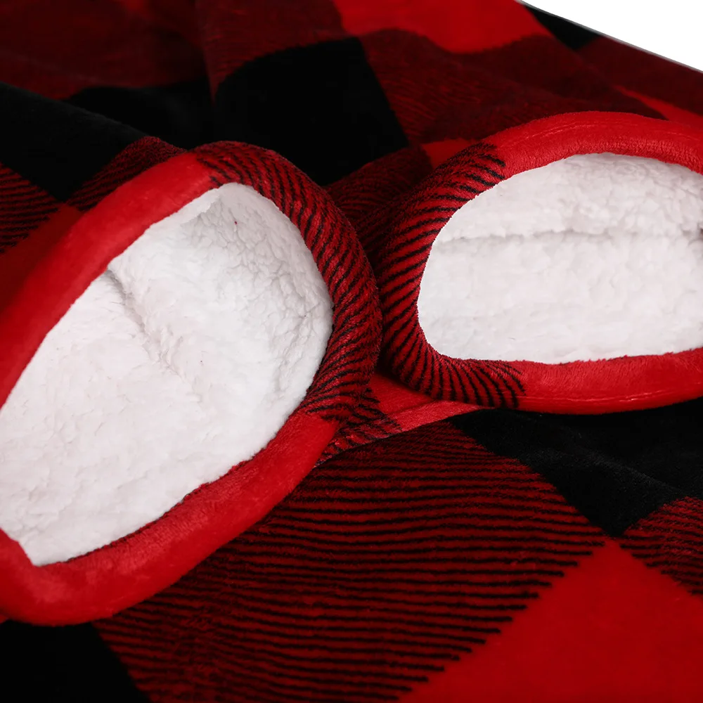 2022 Пижама Одеяло с узором под телевизор цельный красная черная в клетку одежда