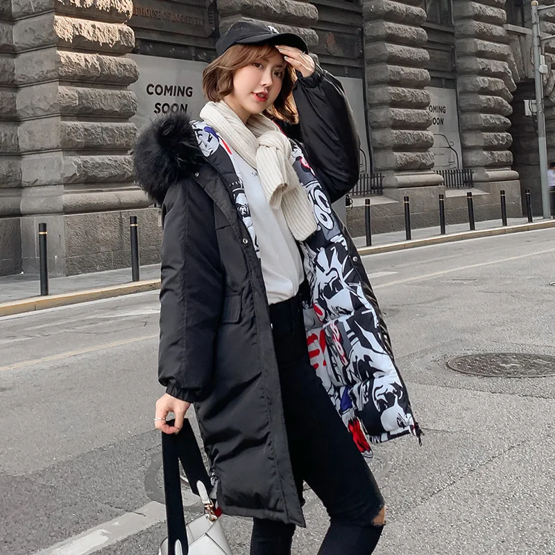 Новинка 2020 зимняя длинная двухсторонняя хлопковая подкладка в Корейском стиле