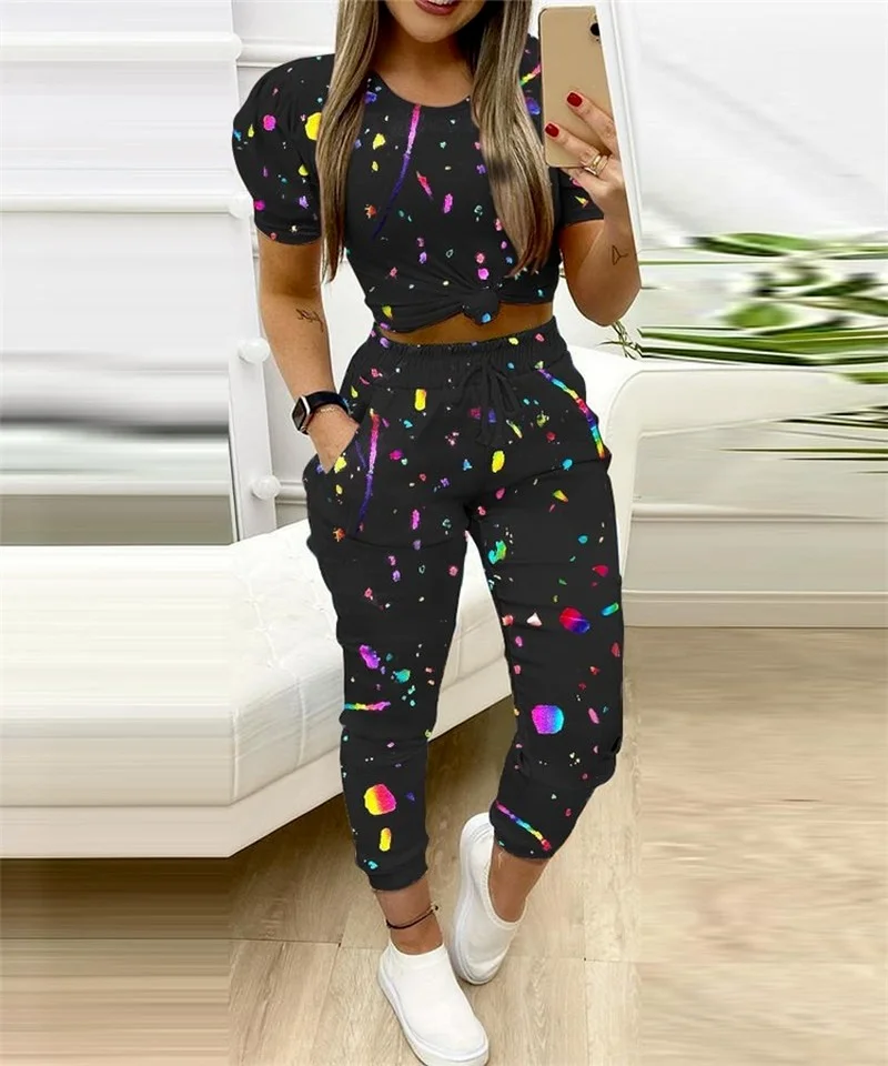 

2021 European and American new style women's color plaid printed sports pants woman pants sweat pants women
