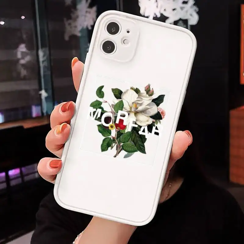 

Flower text art Phone Cases Matte transparent For White iPhone 12 Mini 11 Pro XR XS Max 7 8 Plus X Back Cover