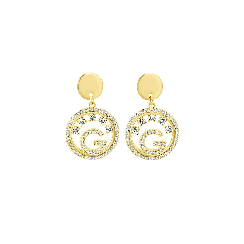 

Badu Alphabet Zircon Stud Metal Earrings S925 Hypoallergenic Material Fashion Jewelry Wedding Anniversary Ladies Precious Gift