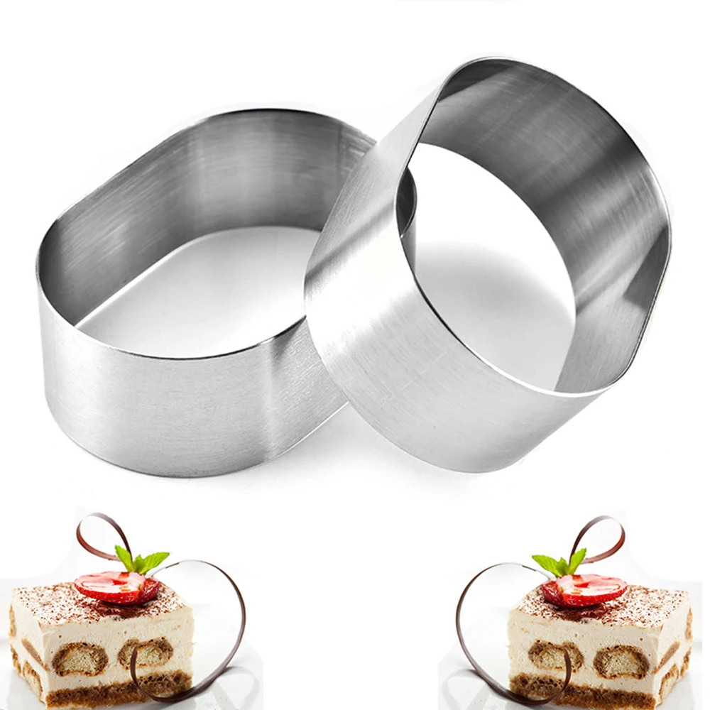 

10pcs/5/1pcs Oval Cheese Cakes Mold Mousse Cheese Semi-cooked Ring Egg Tart Cutting Mold Cookie Fondant Mousse Ring Baking Tool