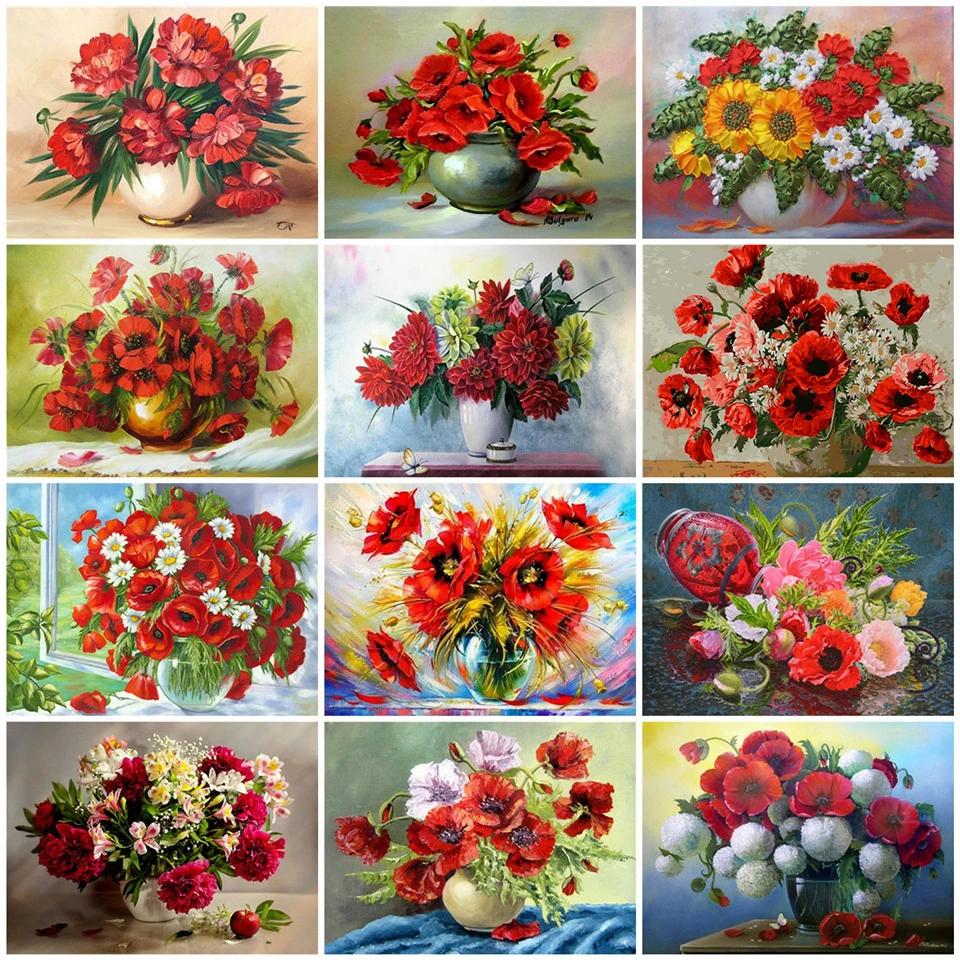AZQSD DIY картина маслом по номерам Unframe Цветок Ручная роспись подарок Абстрактная