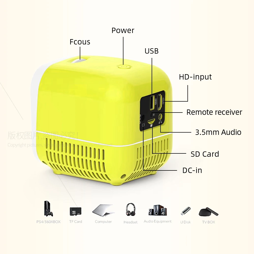 Портативный мини проектор AUN L1 | Светодиодный видеопроектор Beamer для домашнего