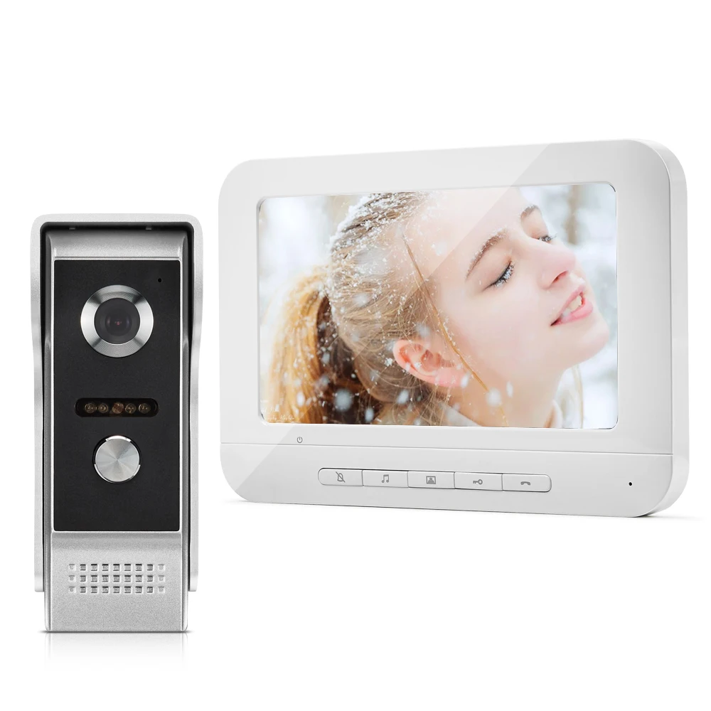 REDEAGLE 7 inch Home Wired Video Door Phone Speakerphone Intercom System w/ Infrared Night Vision Call Camera