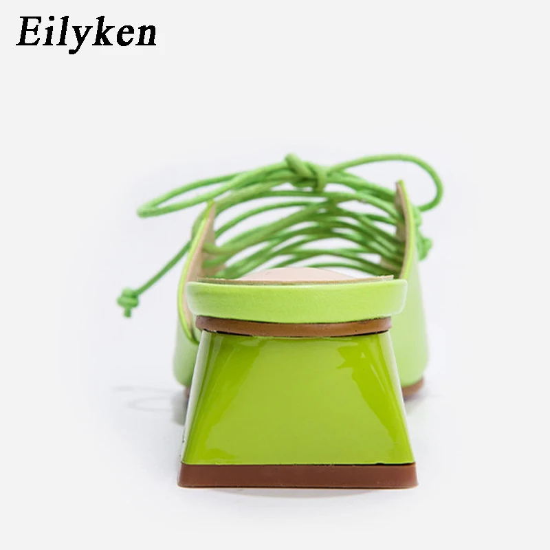 Eilyken/Новинка 2021 года Женские шлепанцы Обувь на низком каблуке с открытым носком