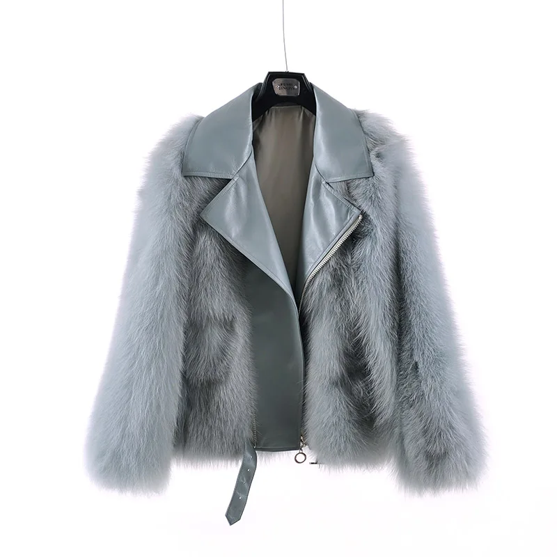 

Пальто из натуральной овечьей кожи, женская зимняя одежда 2020, Корейская кожаная куртка с натуральным лисьим мехом, винтажный теплый топ Hiver ...