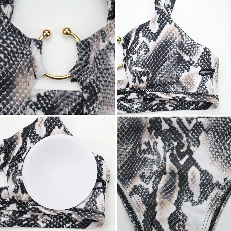 

Sexy Swimsuit Women High Waist Bikini Push Up 2020 Snake Print Bikinis Set Leopard Swimming Suit Swimwear Woman Brazilian Female