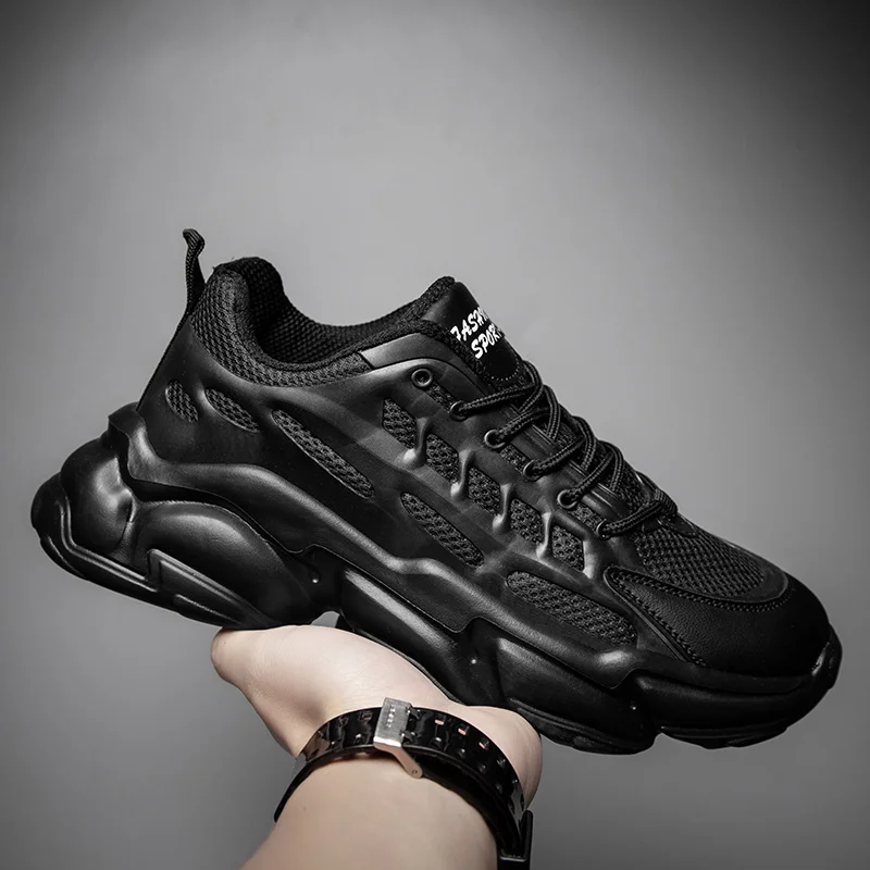 

New Men's Chunky Pure Color Sneakers Thick Bottom Platform Vulcanize Shoes Fashion Breathable Casual Running Dad Shoe