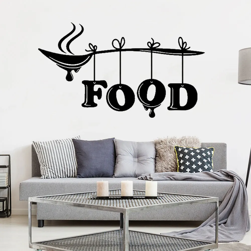 

Kitchen Food Spoon Wall Sticker Kitchen Food Dinning Cook Cuision Spoon Wall Decal Kitchen Resturant Vinyl Home Decor DW13024
