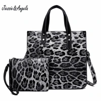 jiessieangel new women tote bag leather leopard crossbody shoulder bag ladie large capacity handbag shopping messenger bags set