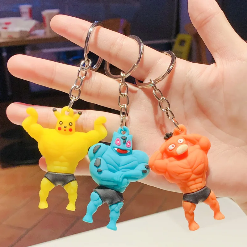 

Japanese Takara Pokemon Doll Keychain Bag Pendant Pikachu Psyduck Squirtle Action Funny Figure Toys for Kids Christmas Gifts