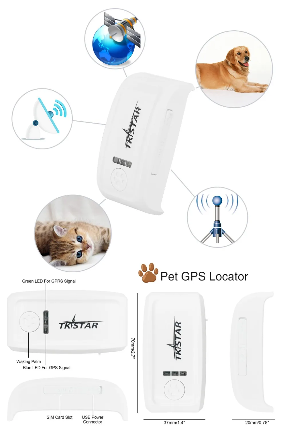 Умный TK909 Pet GPS трекер GSM слежение автоматическое отслеживание слепой области