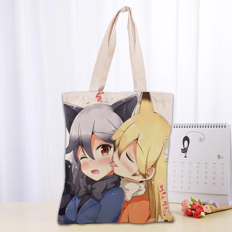 

New Arrival Kemono Friends Bag Foldable Shopping Bag Reusable Eco Large Unisex Canvas Fabric Shoulder Bag Tote 0918
