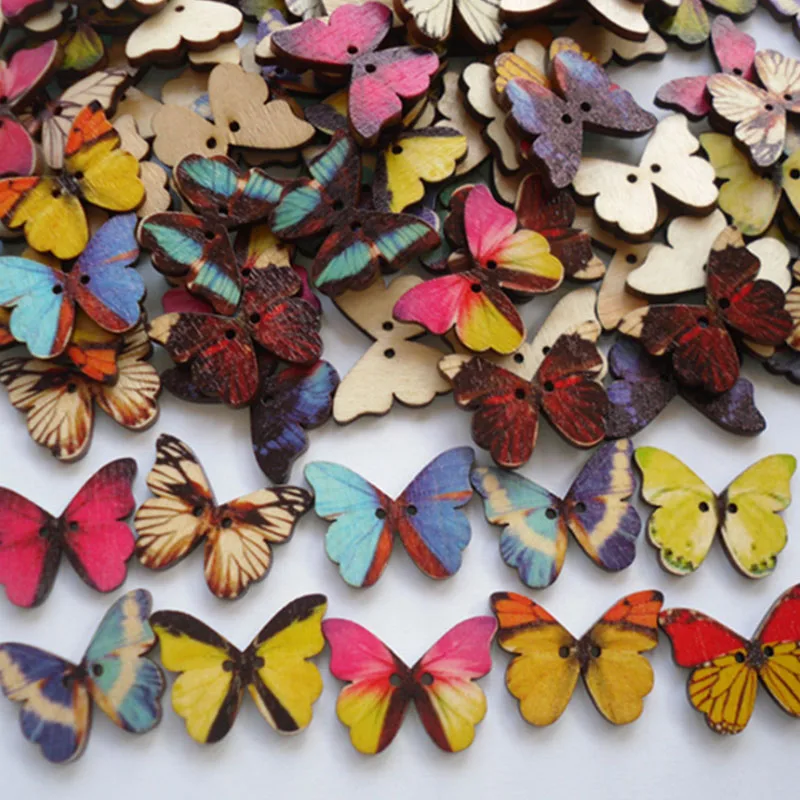 50 фотоблесток кнопка сделай сам разноцветная Смешанная бабочка лазерная резка
