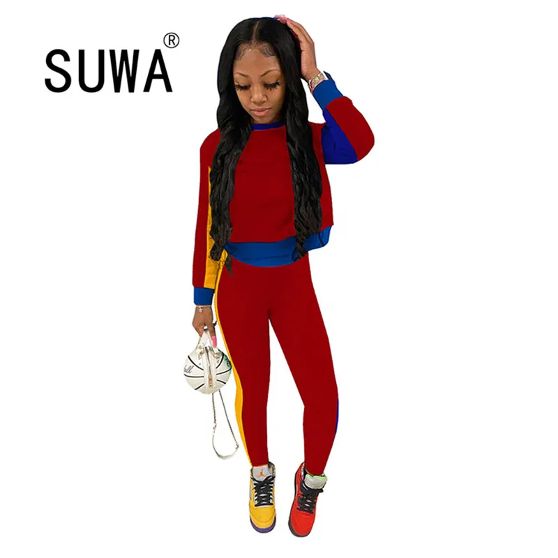 

Женский костюм с длинным рукавом и круглым вырезом, в стиле пэчворк