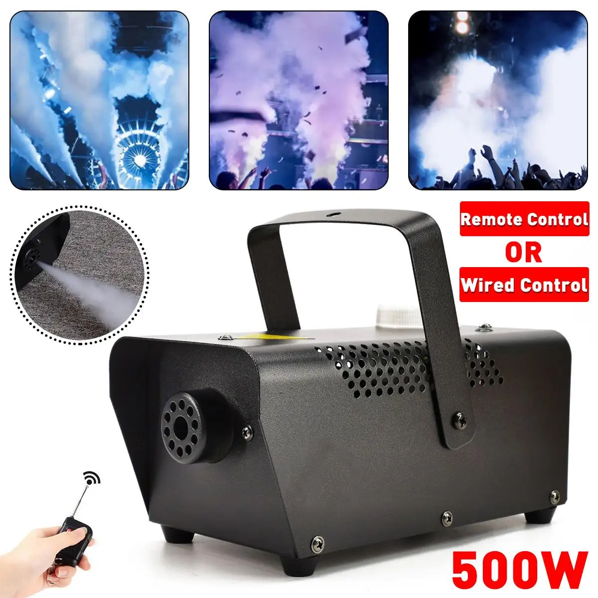 

500W Remote Control Smoke Mist Machine Mini LED RGB Wireless Fog Machine For Disco Bar DJ Party Stage Lighting Effect LED Fogger