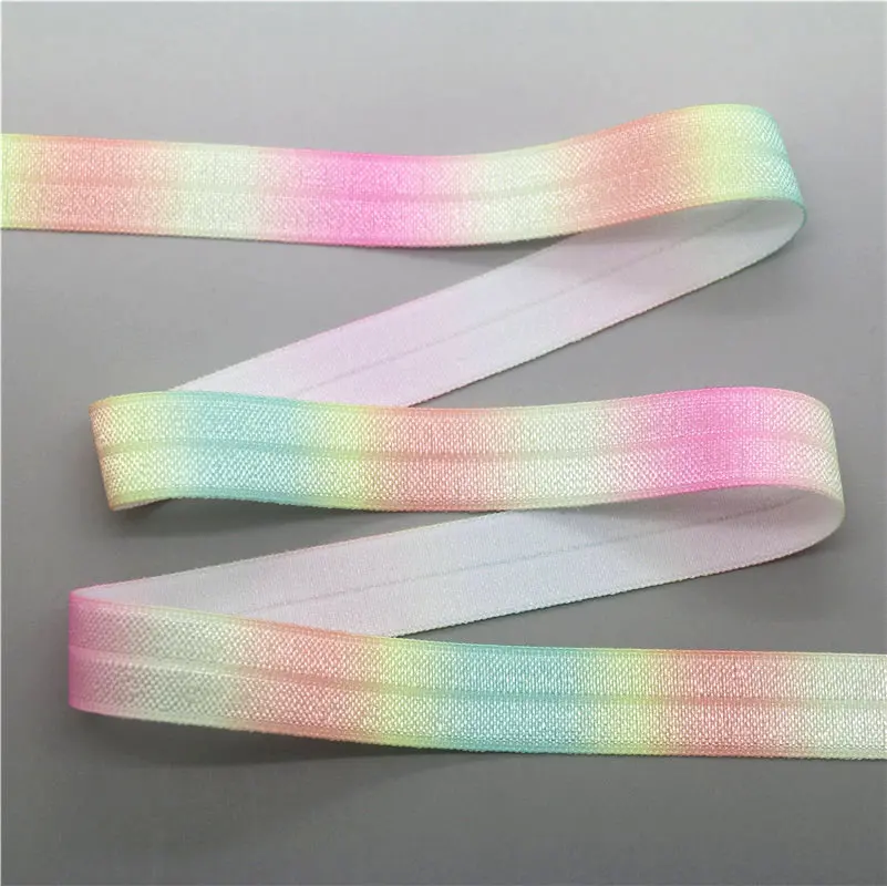 DHK 5/8'' 5yards gradient colors printed Fold Elastic FOE stretch ribbon hairbow headwear headband DIY OEM E1629 | Дом и сад