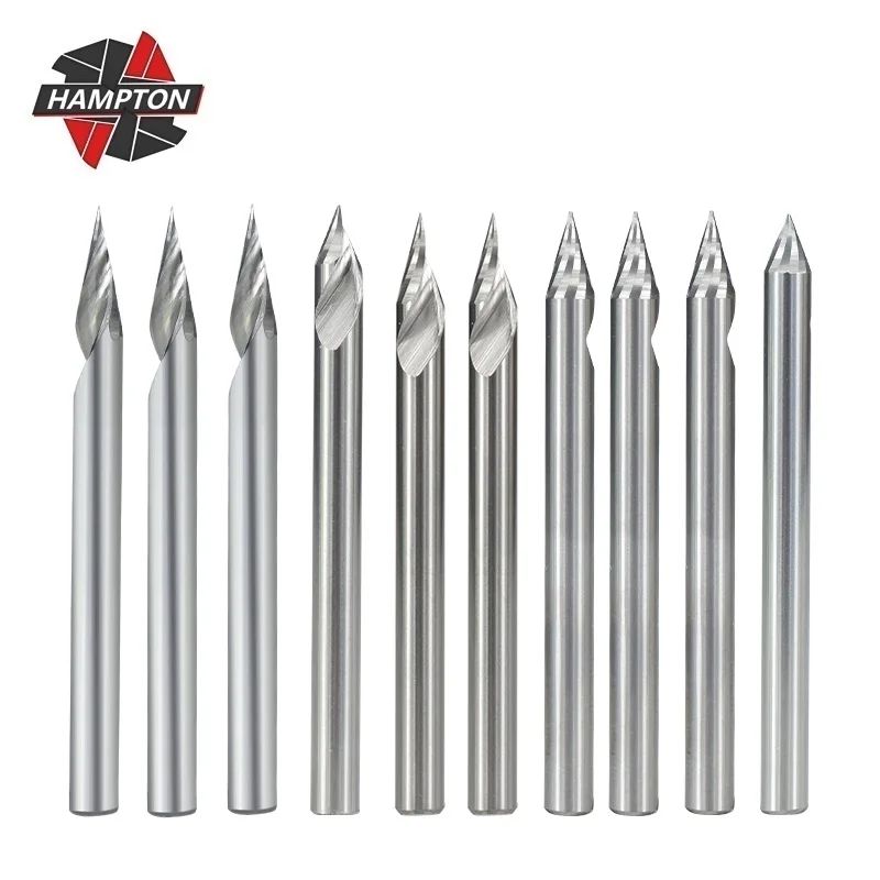 1pc 3.175mm Shank V Shape Tip Carving Cutter 20/30/45/60 Degrees Milling Cutter Tungsten Carbide Router Bit PCB 3D Engraving Bit