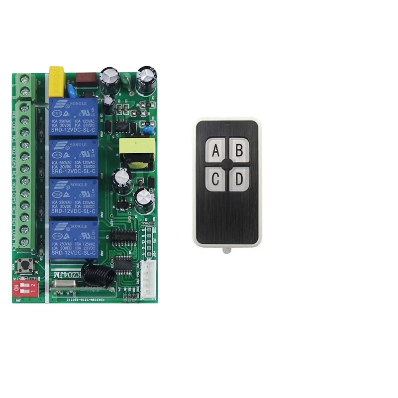 Универсальный AC85V-256V 220V 10A реле 4CH 4 CH Беспроводной RF пульт дистанционного