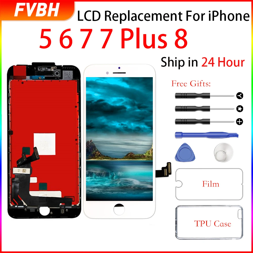 Пожизненная гарантия класса AAA + LCD для iPhone 5 6 7 Plus 3D дисплей дигитайзер сборка