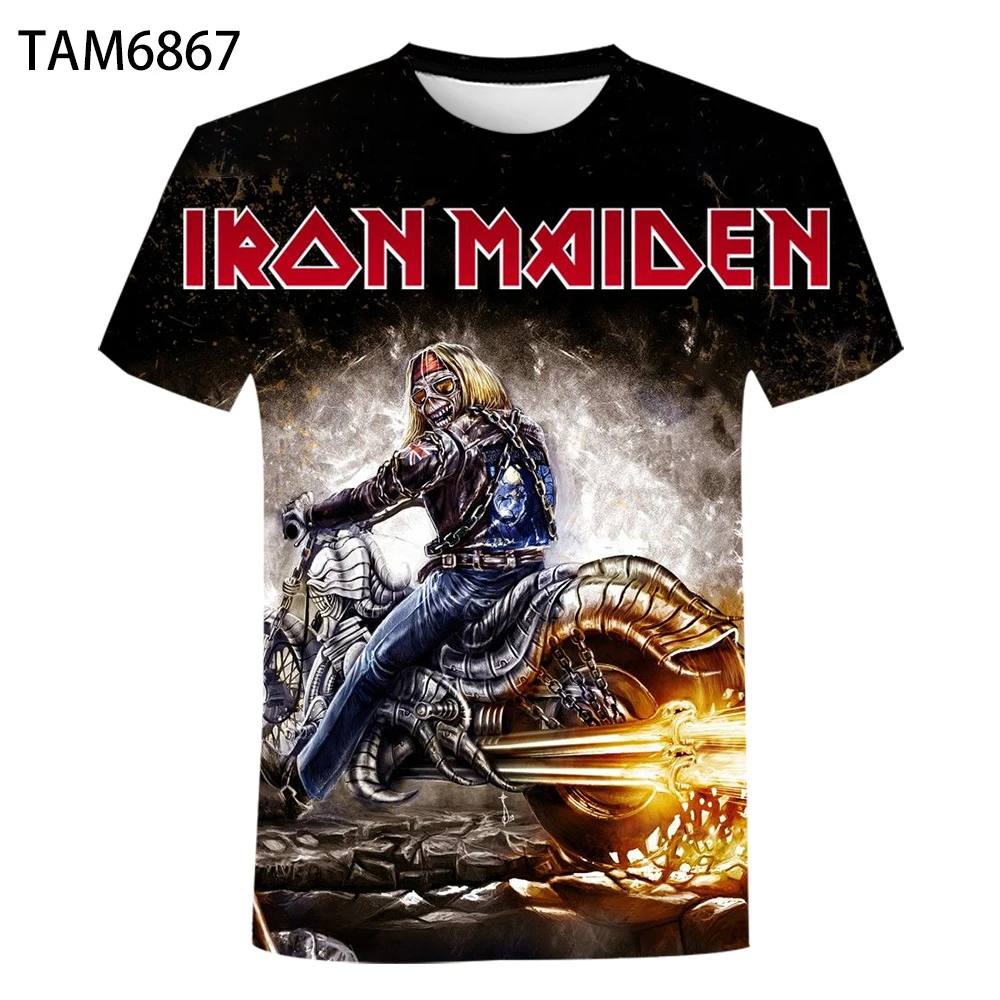 

British Heavy Metal Iron Lady 3D Printing Men's Popular T-Shirt Rock Devil Super Energetic Children's Summer Short-Sleeved T-