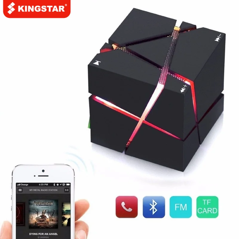 Радио сабвуфер Bluetooth динамик Звуковая карта Soundbox Портативный HIFI LED Cube Stereo Mini Super