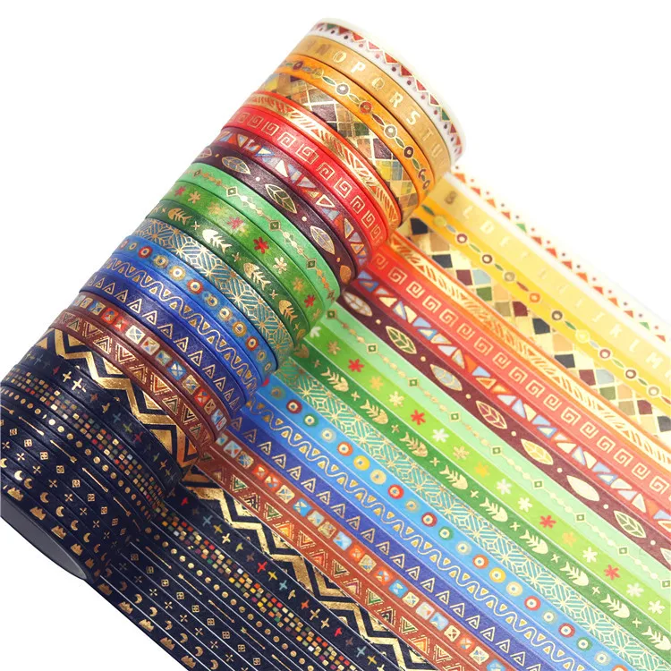 

26Rolls/Set National Tribal Style gold Foil Slim Washi Tape DIY Decoration Scrapbooking Masking Tape Adhesive paper Sticker
